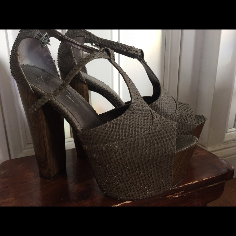Jessica’s Simpson Faux Snakeskin Platforms